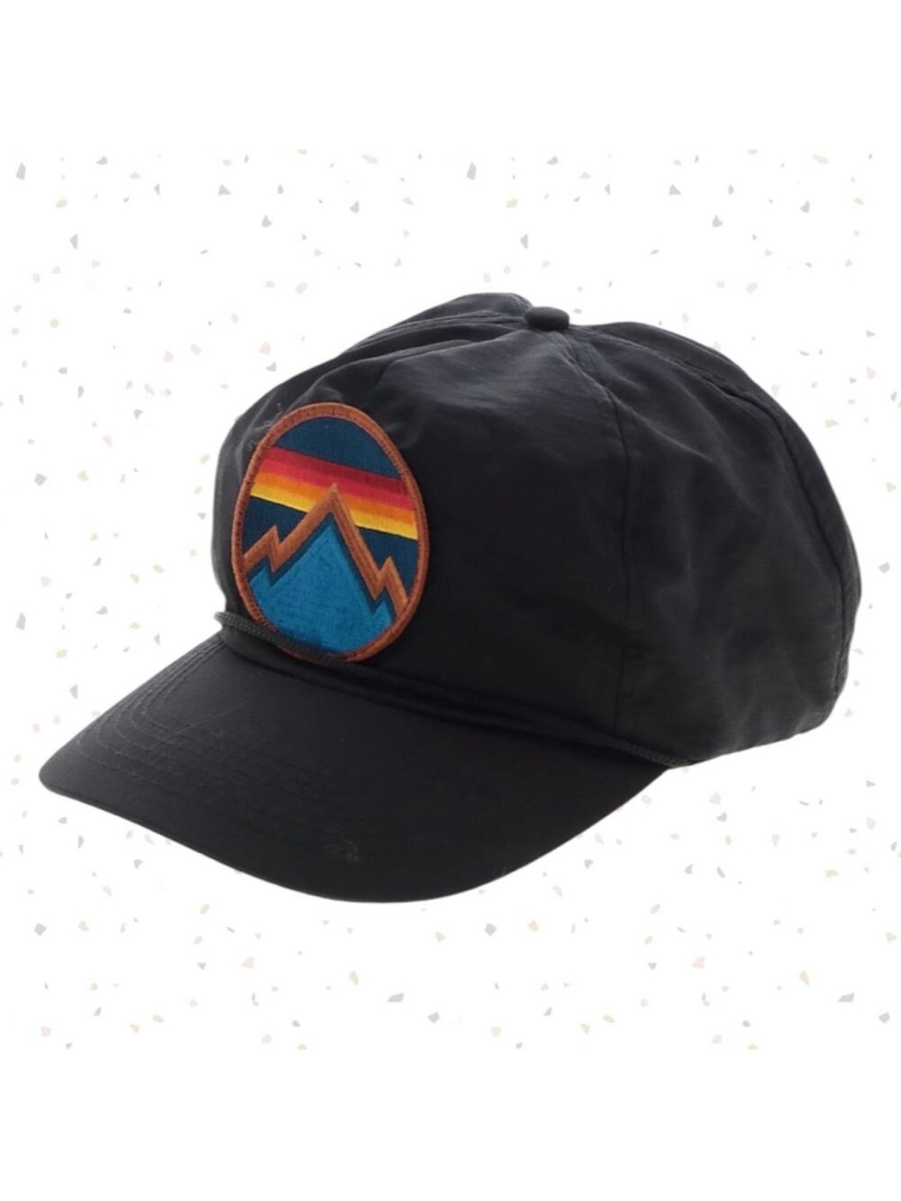 Aviator Nation Vintage Nylon Trucker Hat Mountain Patch Black Hat Snap Back OS